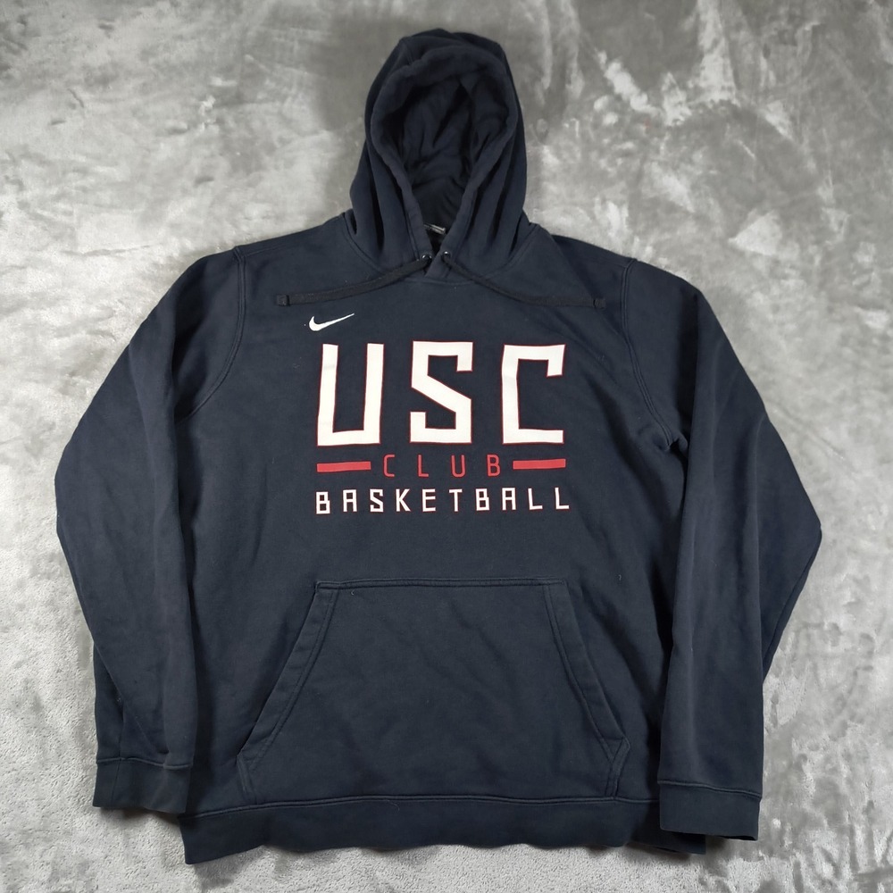 Nike USC Club Hoodie Mens Large Black Basketball‎ Pullover Sweatshirt Preppy